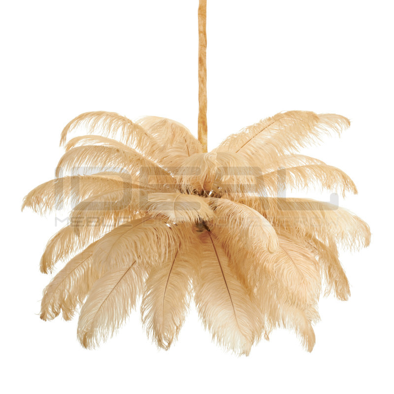 Lampa z Piór EMU – Beżowa, Różowa, Biała | Lampa Wisząca