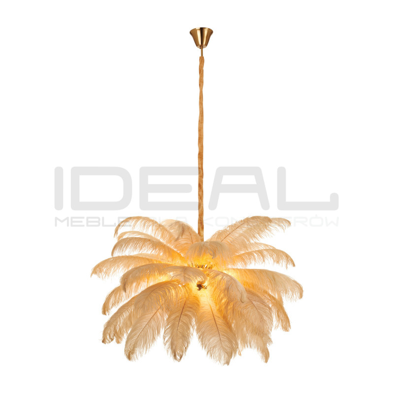 Lampa z Piór EMU – Beżowa, Różowa, Biała | Lampa Wisząca