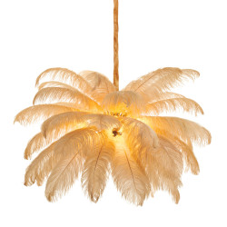 Lampa z Piór EMU – Beżowa, Różowa, Biała | Lampa Wisząca