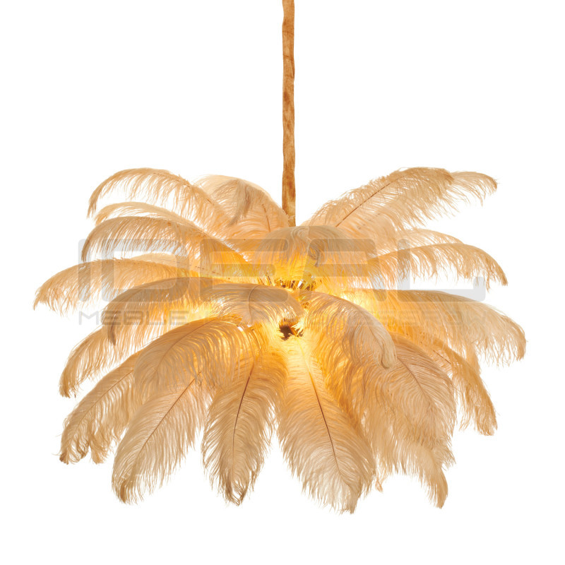 Lampa z Piór EMU – Beżowa, Różowa, Biała | Lampa Wisząca