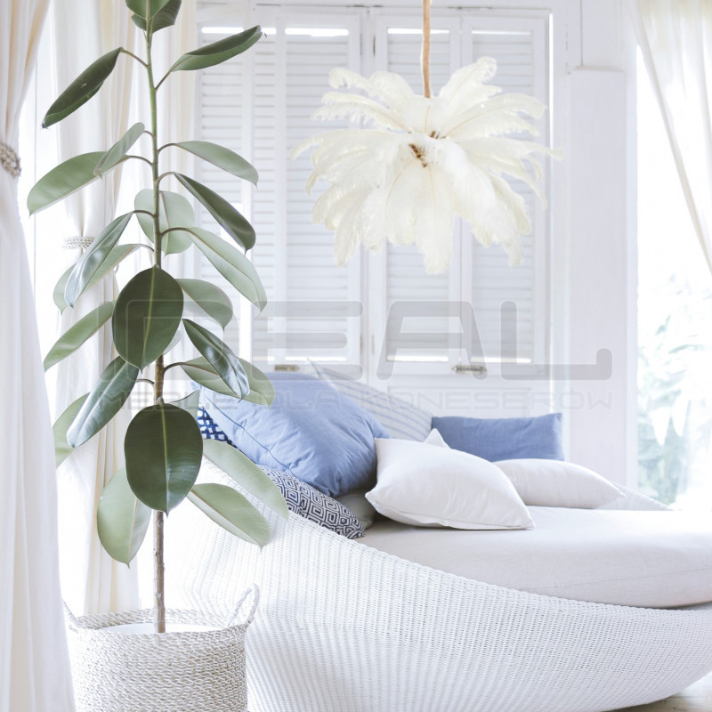 Lampa z Piór EMU – Beżowa, Różowa, Biała | Lampa Wisząca