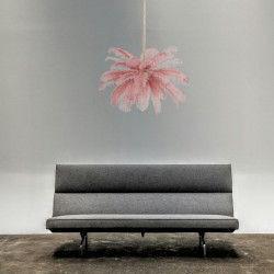 Lampa z Piór EMU – Beżowa, Różowa, Biała | Lampa Wisząca