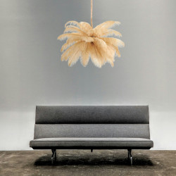 Lampa z Piór EMU – Beżowa, Różowa, Biała | Lampa Wisząca