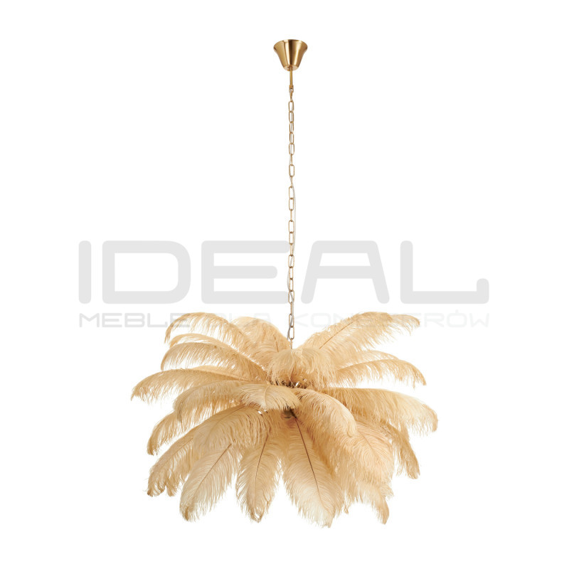 Lampa z Piór EMU – Beżowa, Różowa, Biała | Lampa Wisząca