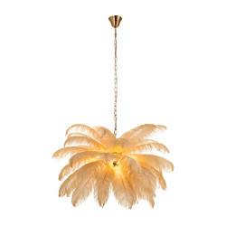 Lampa z Piór EMU – Beżowa, Różowa, Biała | Lampa Wisząca