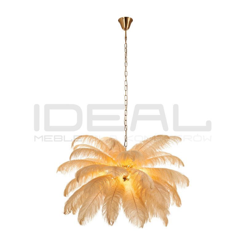 Lampa z Piór EMU – Beżowa, Różowa, Biała | Lampa Wisząca