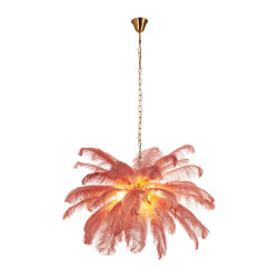 Lampa z Piór EMU – Beżowa, Różowa, Biała | Lampa Wisząca