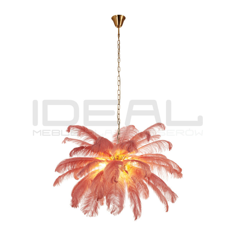 Lampa z Piór EMU – Beżowa, Różowa, Biała | Lampa Wisząca