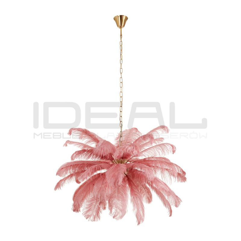 Lampa z Piór EMU – Beżowa, Różowa, Biała | Lampa Wisząca