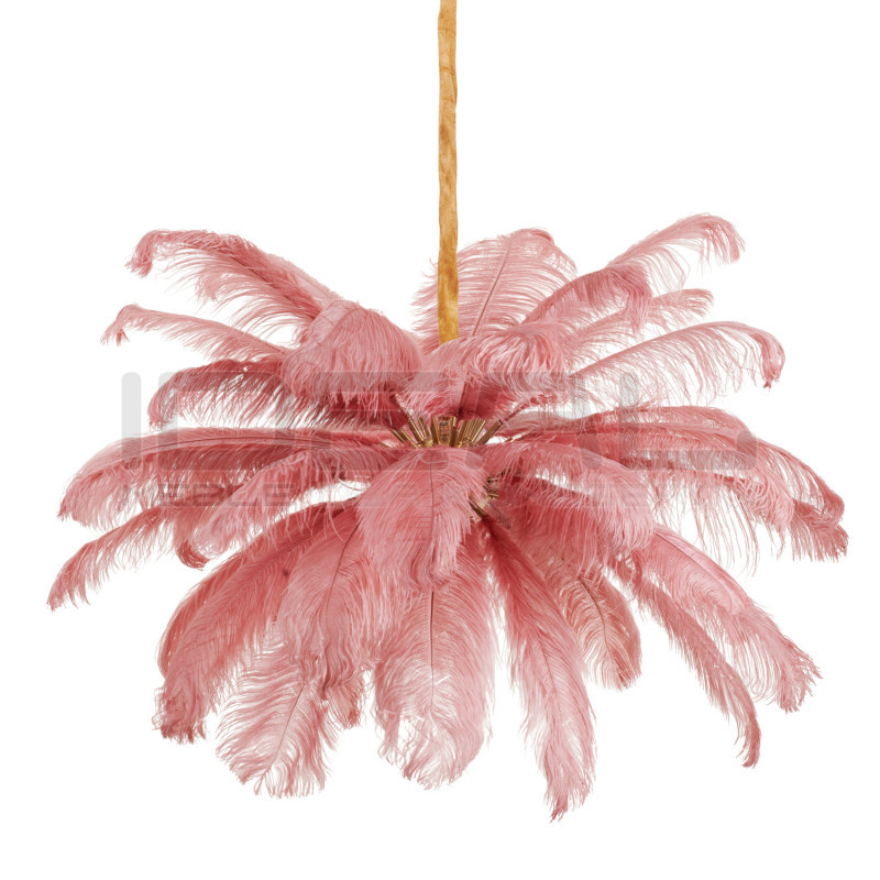 Lampa z Piór EMU – Beżowa, Różowa, Biała | Lampa Wisząca