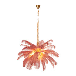 Lampa z Piór EMU – Beżowa, Różowa, Biała | Lampa Wisząca