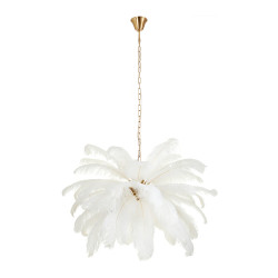 Lampa z Piór EMU – Beżowa, Różowa, Biała | Lampa Wisząca