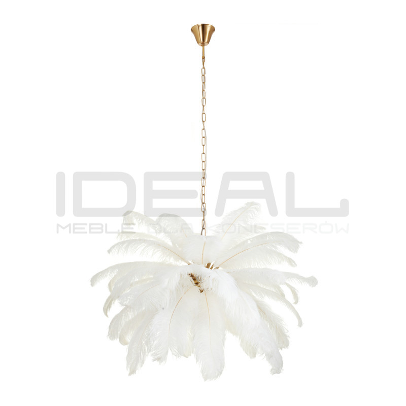 Lampa z Piór EMU – Beżowa, Różowa, Biała | Lampa Wisząca