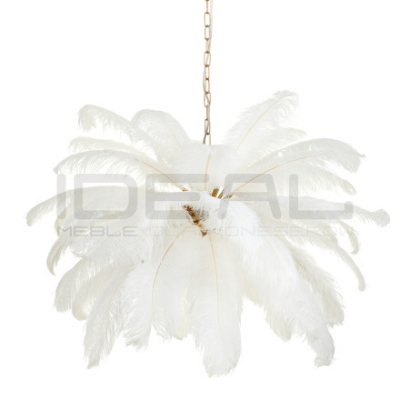 Lampa z Piór EMU – Beżowa, Różowa, Biała | Lampa Wisząca