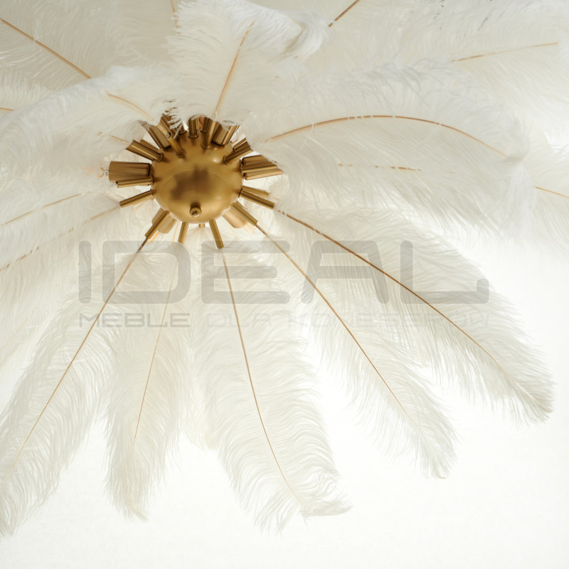 Lampa z Piór EMU – Beżowa, Różowa, Biała | Lampa Wisząca