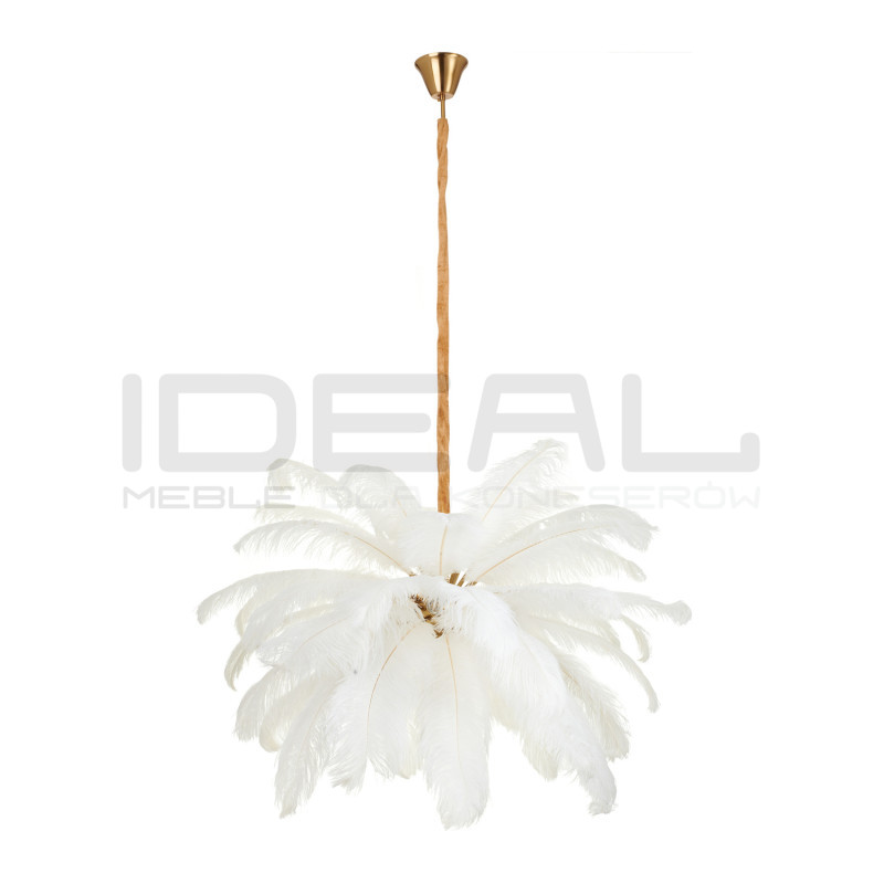 Lampa z Piór EMU – Beżowa, Różowa, Biała | Lampa Wisząca