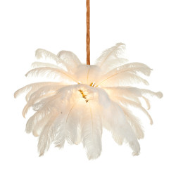 Lampa z Piór EMU – Beżowa, Różowa, Biała | Lampa Wisząca