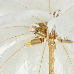 Lampa stojąca EMU złota z białymi piórami – elegancja i luksus