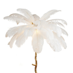 Lampa stojąca EMU złota z białymi piórami – elegancja i luksus