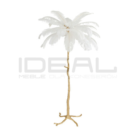 Lampa stojąca EMU złota z białymi piórami – elegancja i luksus
