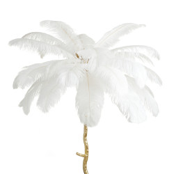 Lampa stojąca EMU złota z białymi piórami – elegancja i luksus