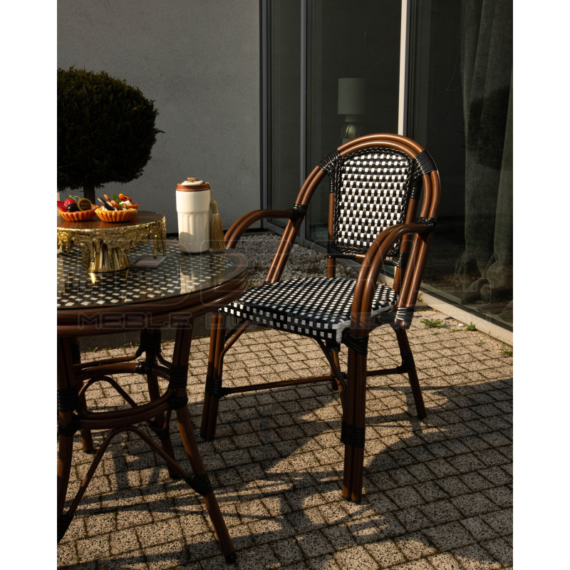 Krzesło Boho Caffe Paris z podłokietnikami