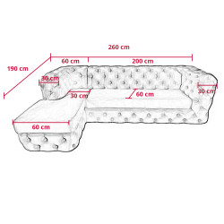 Narożnik Chesterfield Lunar 190x260 cm | IdealMeble.pl