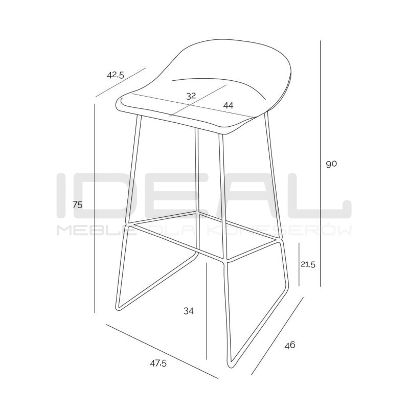 Hoker czarny Modern Rolf 75 do salonu, baru | IdealMeble.pl