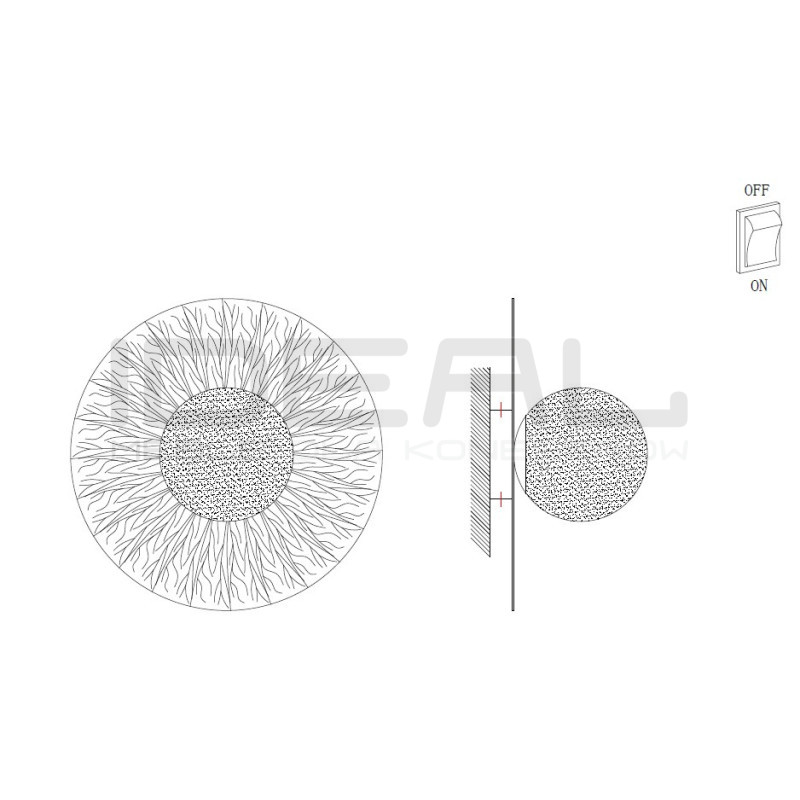 Kinkiet Sun: Złota lampa ścienna | Design Art Deco