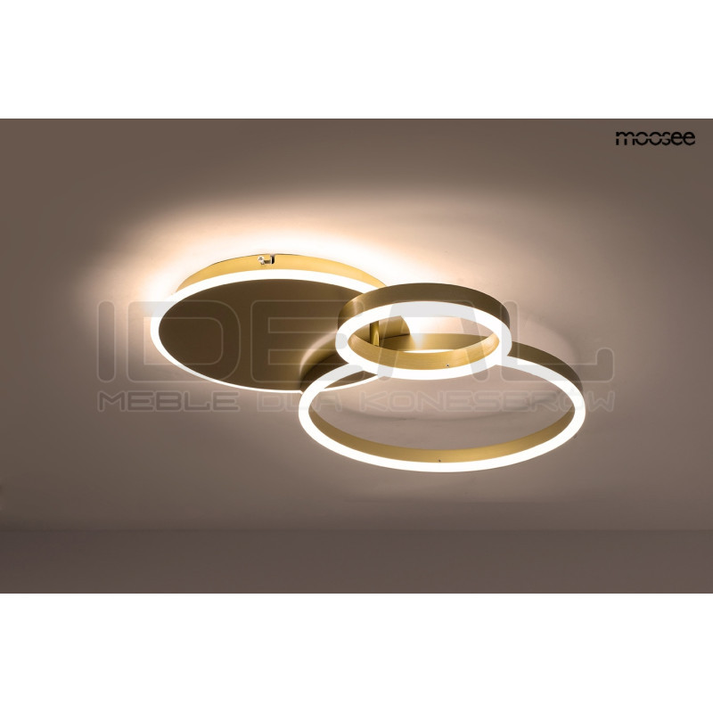 Lampa RINGS 3 Złota – Nowoczesny Plafon LED z Pilotem