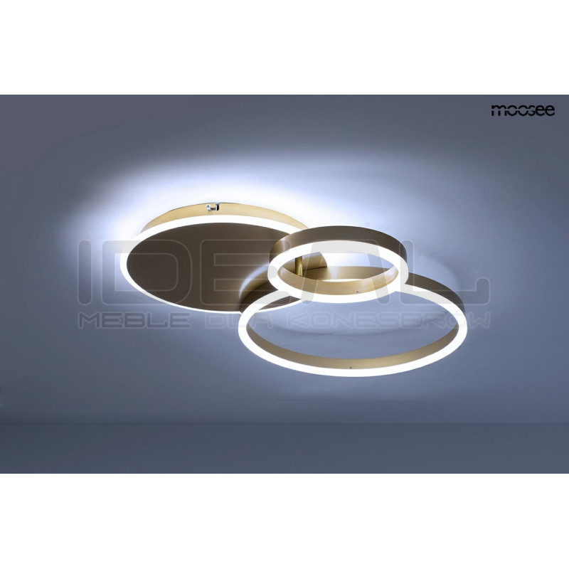 Lampa RINGS 3 Złota – Nowoczesny Plafon LED z Pilotem
