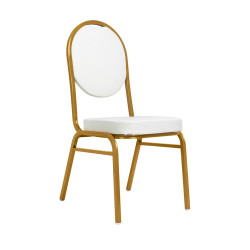 Krzesło bankietowe HESTIA biało złote - ekoskóra |IdealMeble