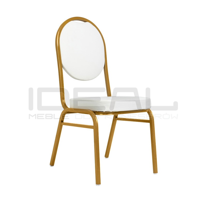 Krzesło bankietowe HESTIA biało złote - ekoskóra |IdealMeble