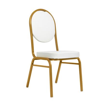 Krzesło eventowe HESTIA biało złote - ekoskóra |IdealMeble
