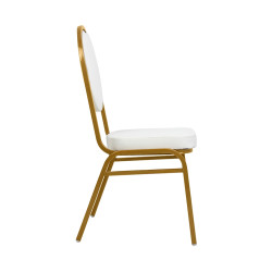 Krzesło bankietowe HESTIA biało złote - ekoskóra |IdealMeble