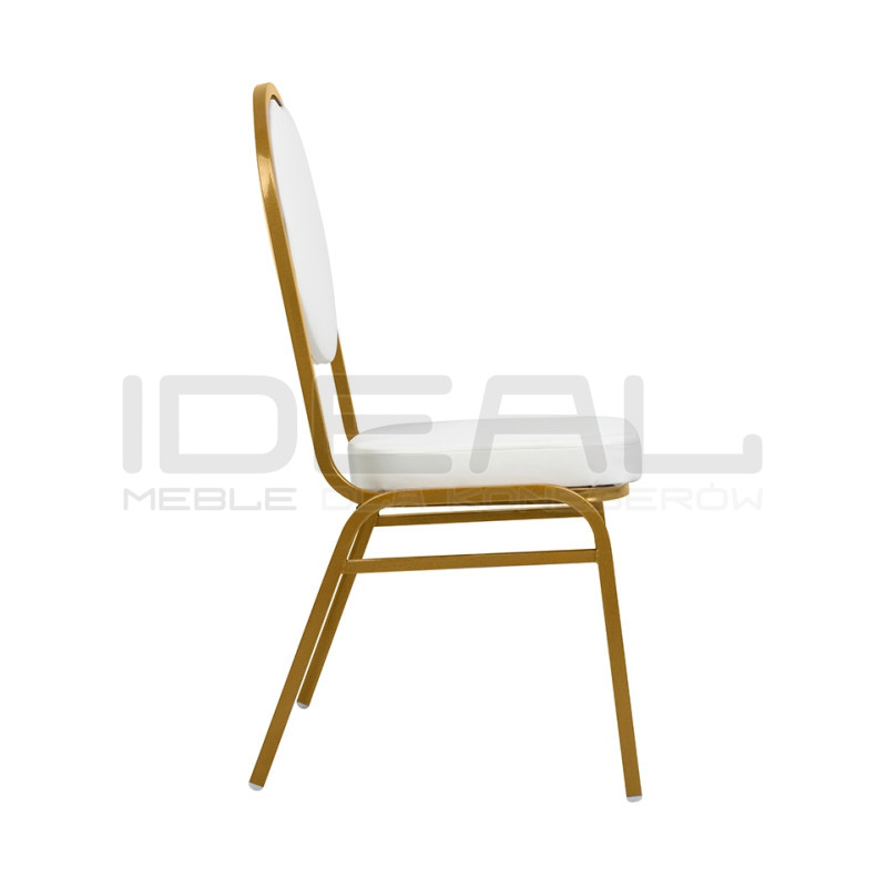 Krzesło bankietowe HESTIA biało złote - ekoskóra |IdealMeble