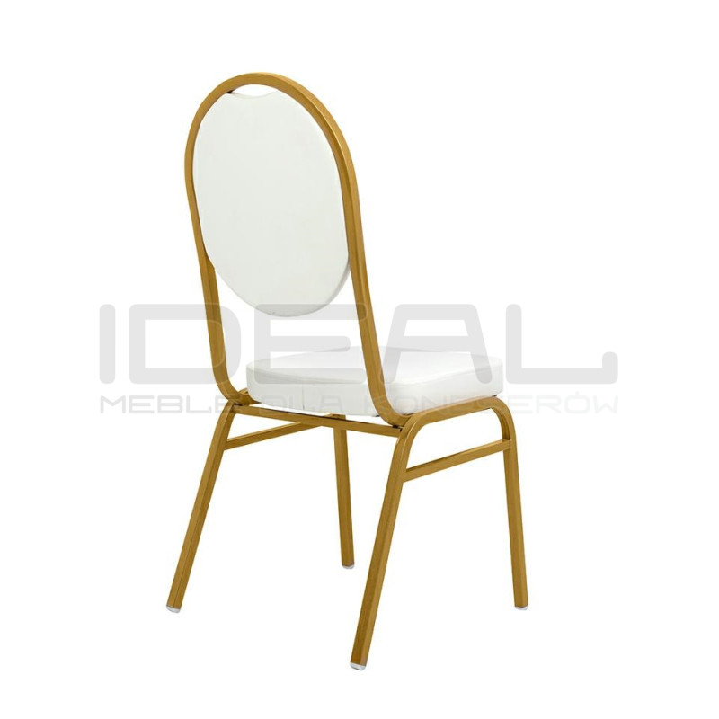 Krzesło bankietowe HESTIA biało złote - ekoskóra |IdealMeble