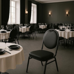 Krzesło bankietowe HESTIA biało złote - ekoskóra |IdealMeble