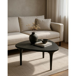 Stolik kawowy LAMINAR czarny z drewna mango | MaMaison