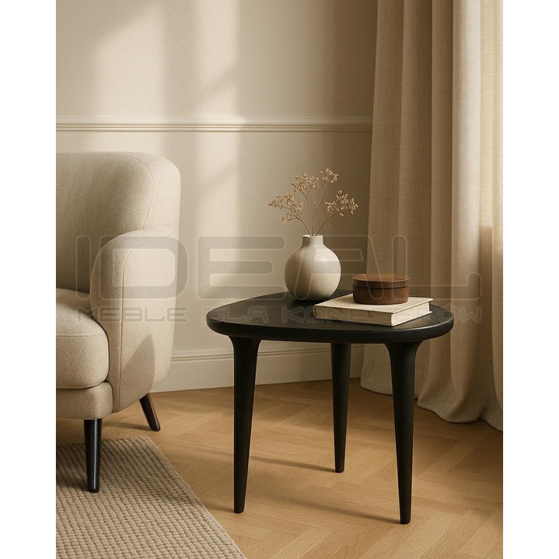 Stolik LAMINAR czarny / drewno – elegancja i naturalny styl