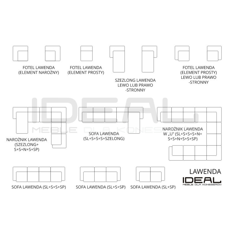 Sofa modułowa Lawenda |mała sofa dwu modułowa | IdealMeble