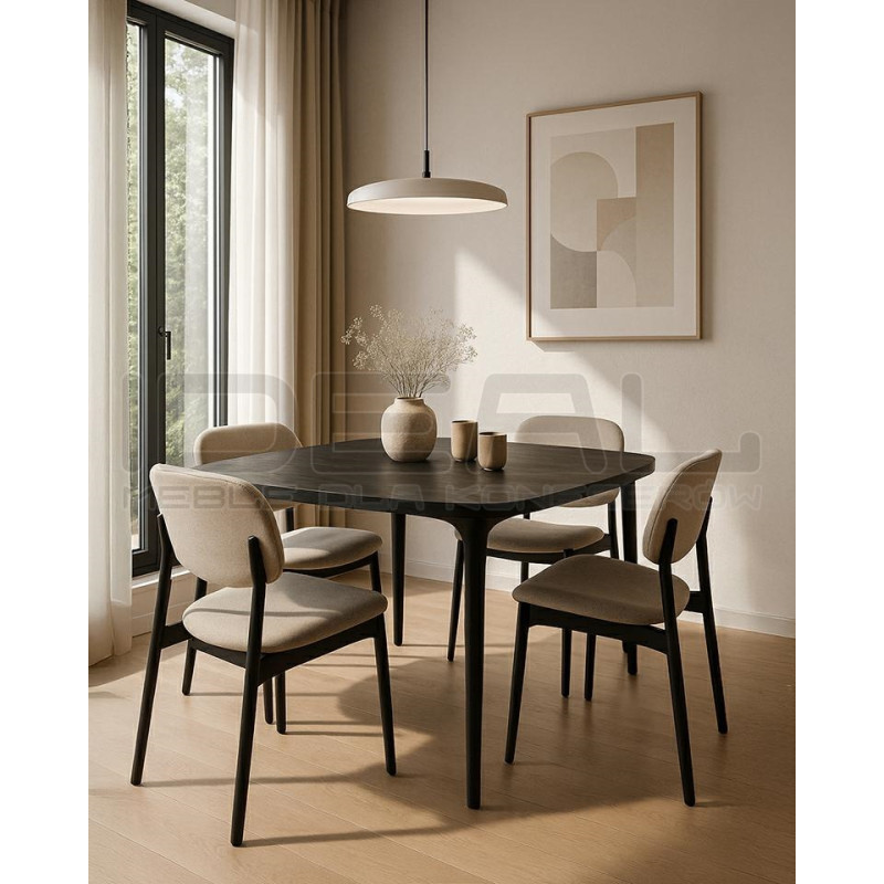 Stół LAMINAR 120 czarny / drewno – elegancki stół dla 4 osób