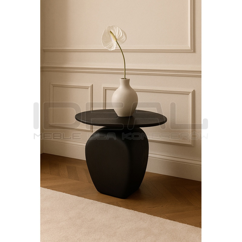 Stolik Atlas czarny 46 cm – nowoczesny stolik z drewna mango