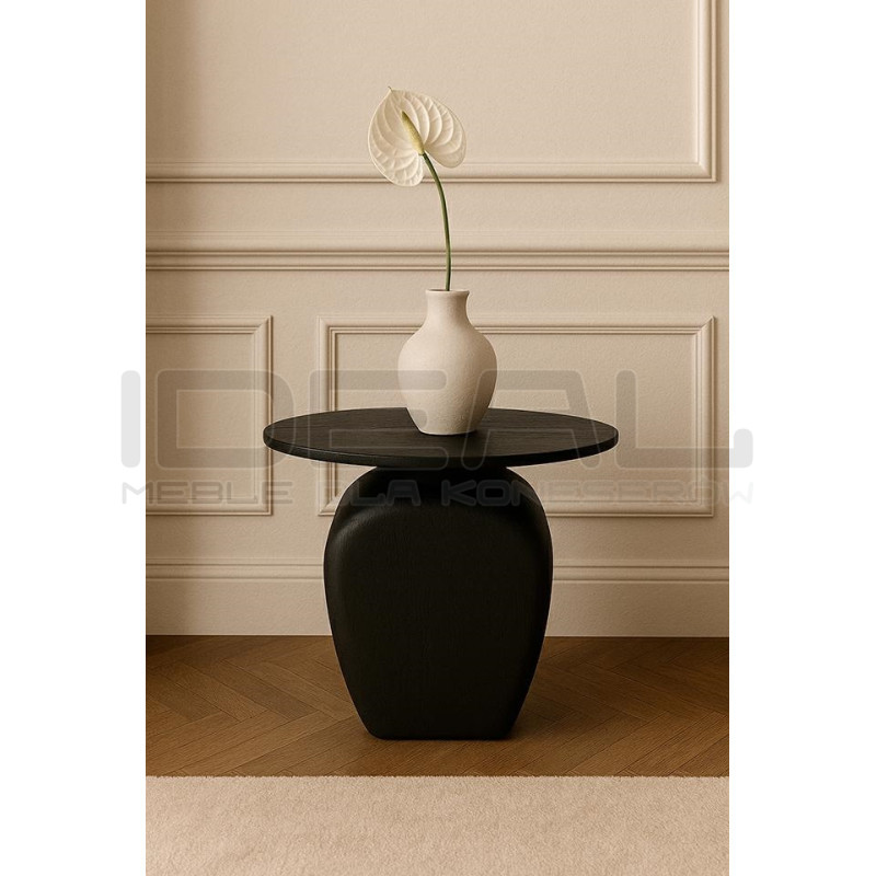 Stolik Atlas czarny 46 cm – nowoczesny stolik z drewna mango