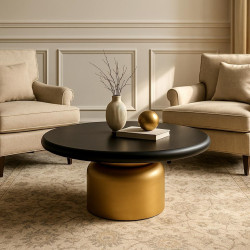 Stolik kawowy LEONARDO czarno-złoty – luksus do salonu