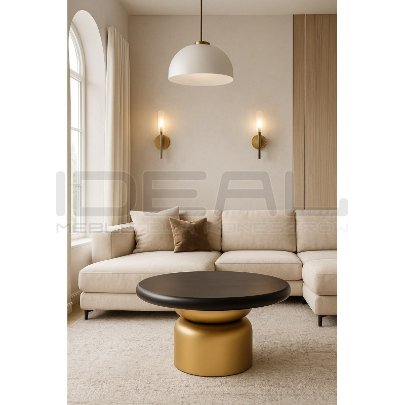 Stolik kawowy LEONARDO czarno-złoty – luksus do salonu