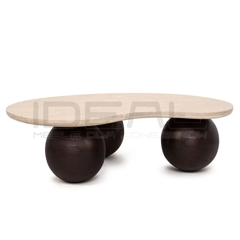 Stolik kawowy ORGANIC – trawertyn i drewno mango |IdealMeble