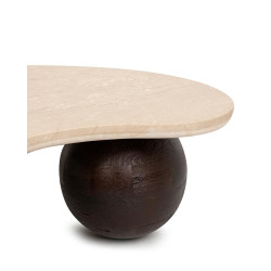 Stolik kawowy ORGANIC – trawertyn i drewno mango |IdealMeble