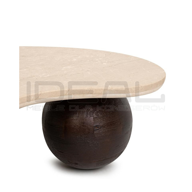 Stolik kawowy ORGANIC – trawertyn i drewno mango |IdealMeble