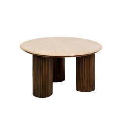 Stolik kawowy RAGNO – Marmurowy blat i drewniana podstawa